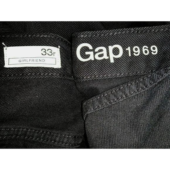 GAP 1969 33/16R Black Wash Distressed Skinny Leg Girlfriend Jeans 26" inseam - Picture 2 of 5